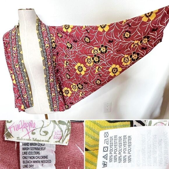 Free People One Size Yellow Floral Kona Print Kimono - Picture 4 of 4